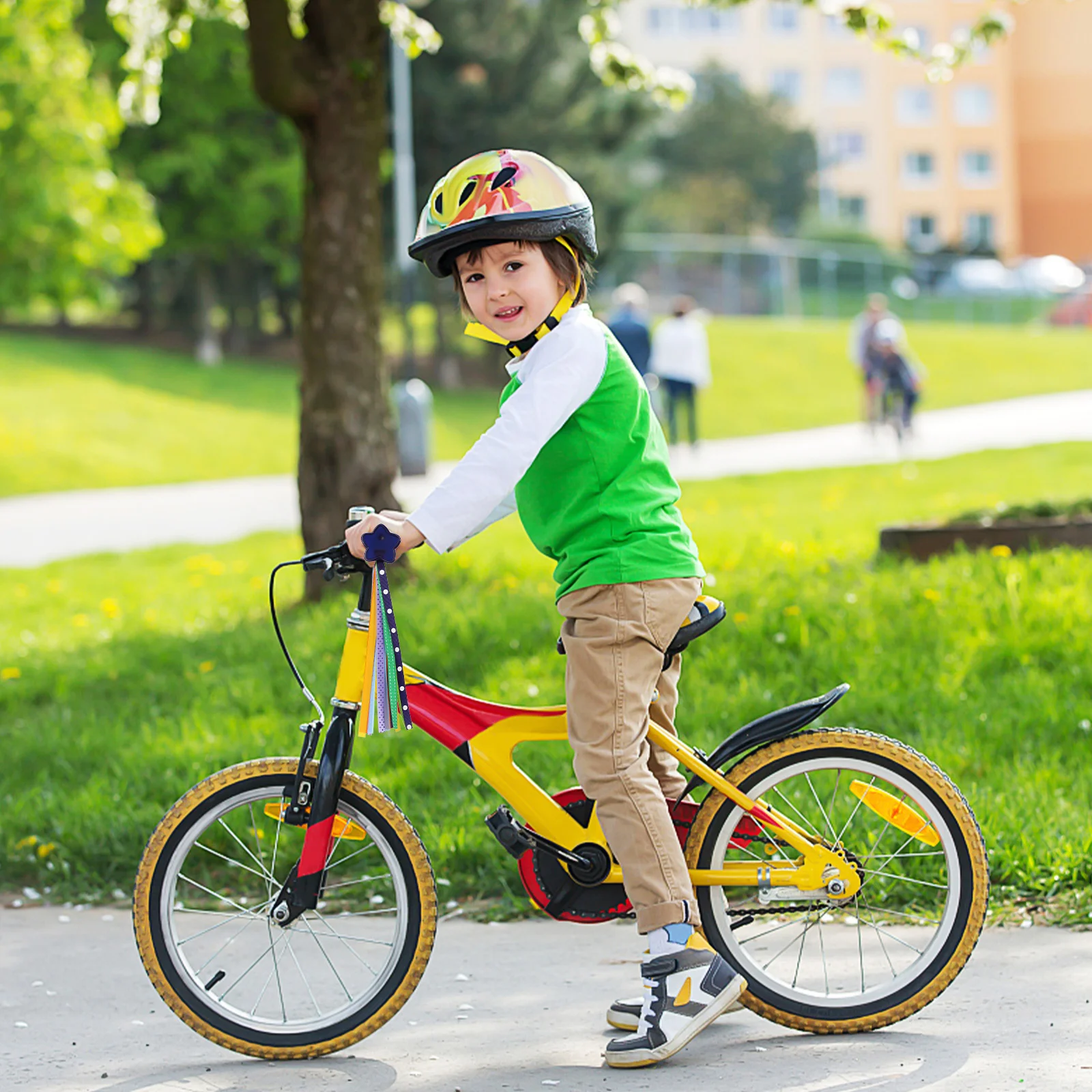 

1Pair Vibrant Kids Bike Handlebar Hanging Ribbons Streamers for Decorating Kids Bicycles Scooters Tricycles Cycling Accessories