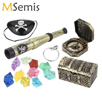 เด็กโจรสลัดเครื่องแต่งกายอุปกรณ์เสริมชุดเด็กเข็มทิศกล้องโทรทรรศน์ EYE PATCH ต่างหูฮาโลวีนกัปตันคอสเพลย์ปาร์ตี้ Props