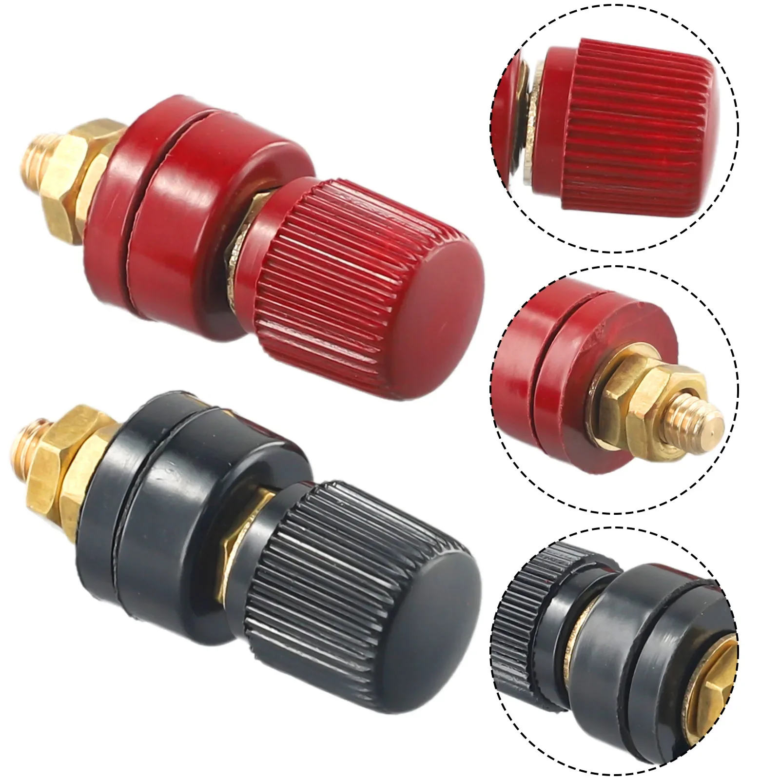 2x Black /red New 6mm Brass Stud Premium Remote Battery Power Junction Post Connector- Terminal Kits Car Accessories