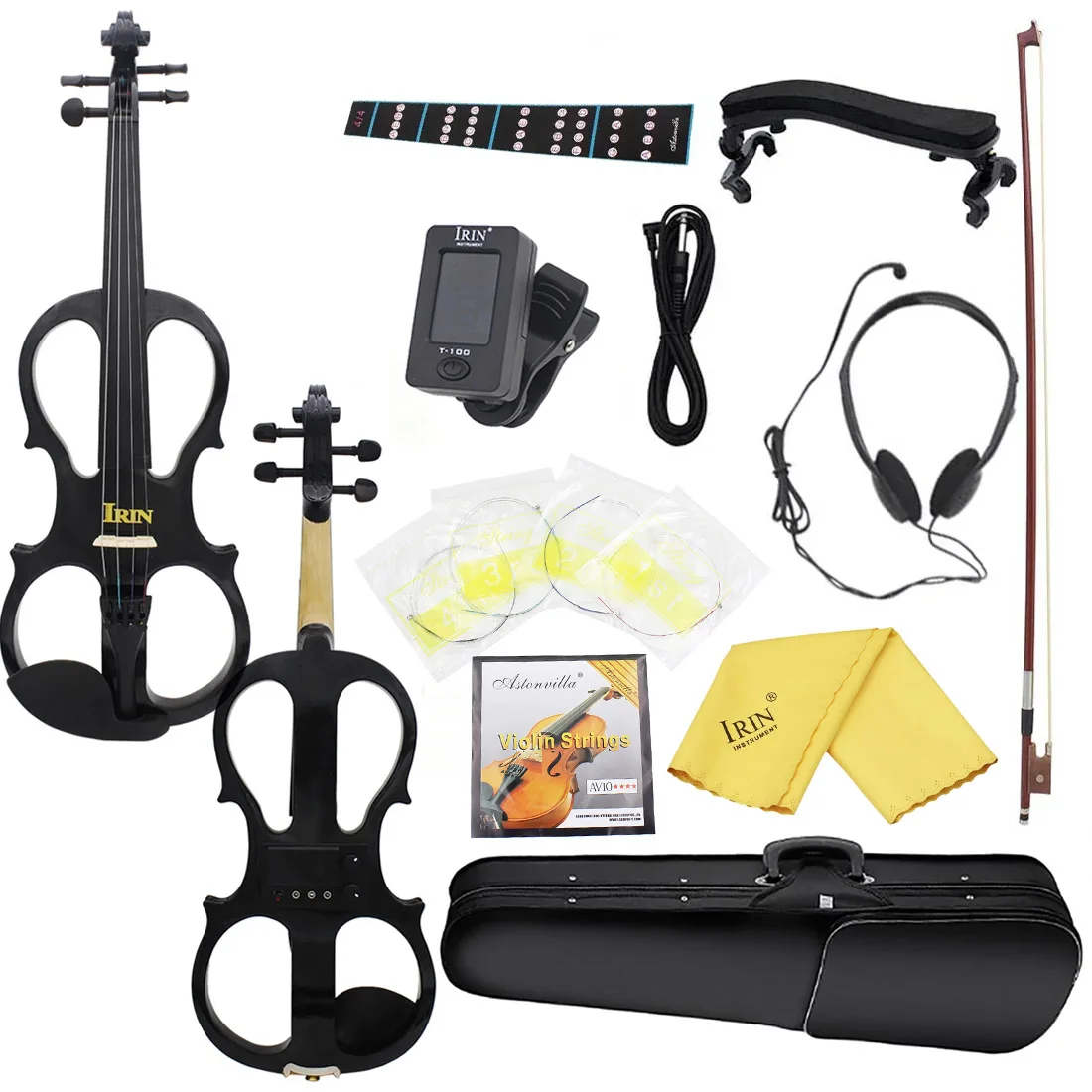 

IRIN 4/4 Electroacoustic Acoustic Violin Professional Playing a Practice Instrument Violin with Bow Case Cable Shoulder Rest