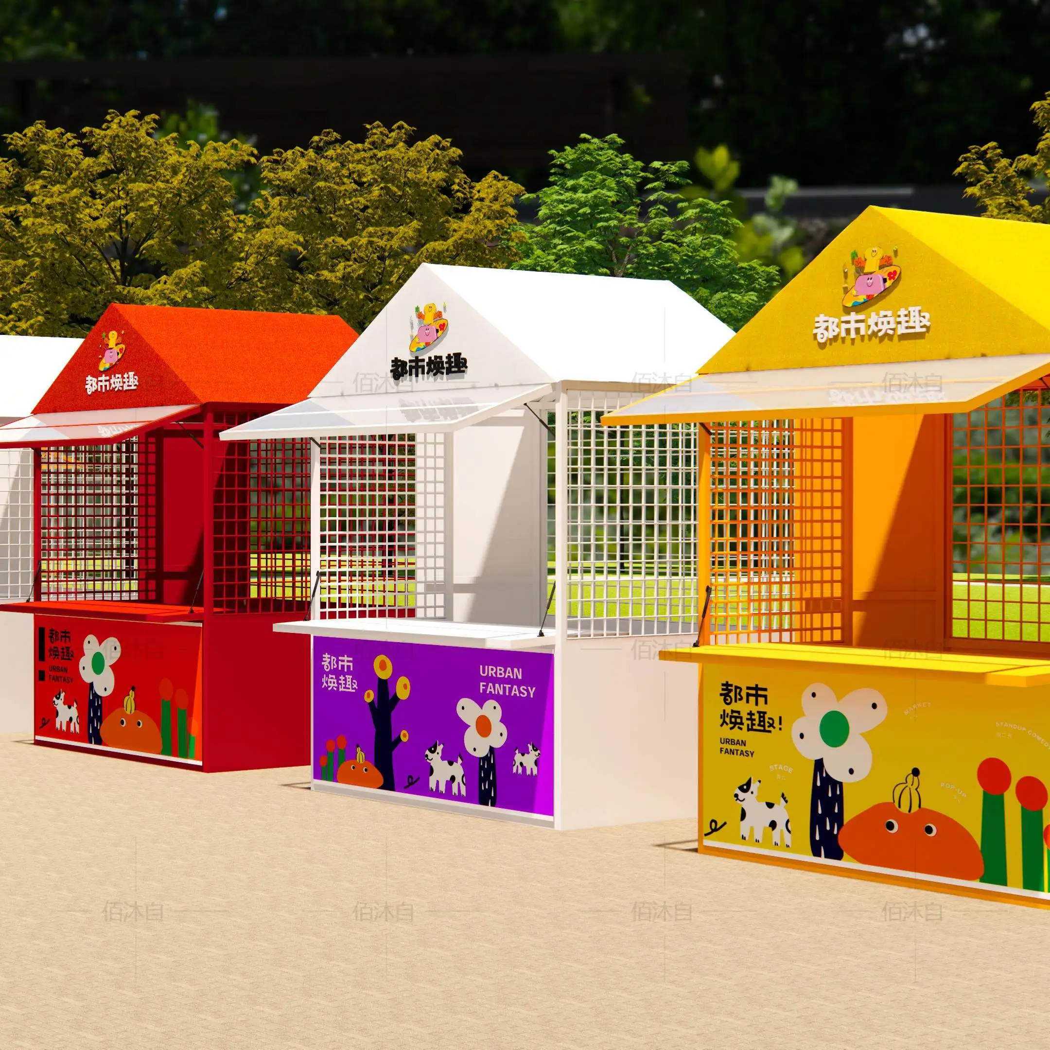 Internet celebrity commercial streets, market stalls, food festivals, night market stalls, shelves, amusement parks