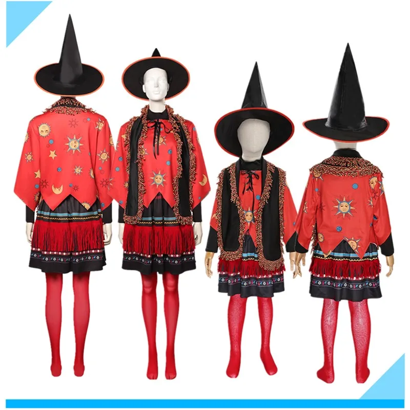 Disfraz de Cosplay de Hocus Fantasy Dani Dennison para adultos y niños, disfraz de bruja, abrigo, falda, sombrero, bufanda, trajes, traje de fiesta de Carnaval de Halloween