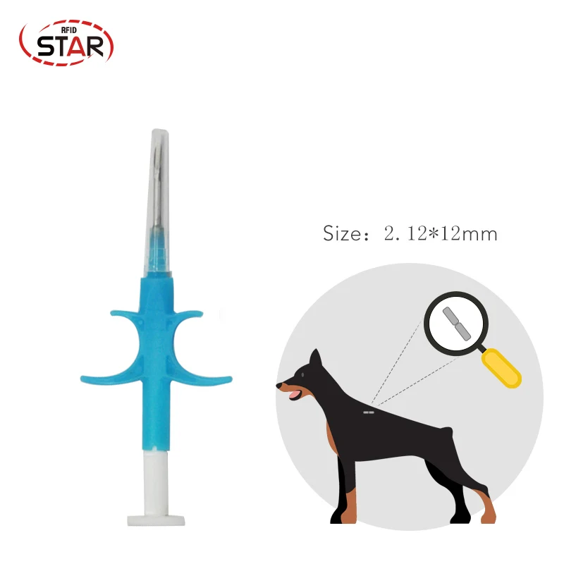 90pcs 2.12x12mm FDX-B Microchips 134.2KHz Animal Chip Microchip Veterinary Pet Syringe RFID Injector Animal Transponder Pet Tag