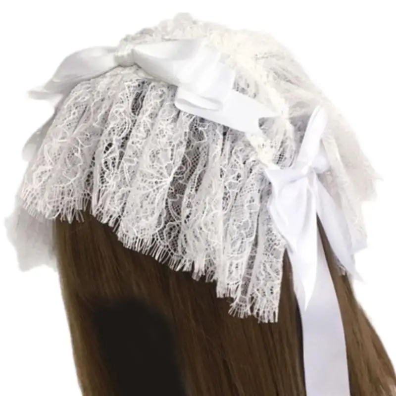 

652F Fashion Lace Hairbands Photo Props Makeup Lace Ruffle Headbands Party Headpiece Fun Headbands for Music Festivals