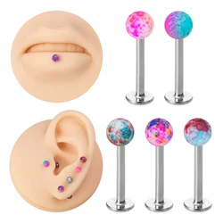 16G Acrylic Ball Labret Monroe Piercing Lip Rings Stud 10mm Surgical Steel Bar Helix Cartilage Earring Body Jewelry Wholesale