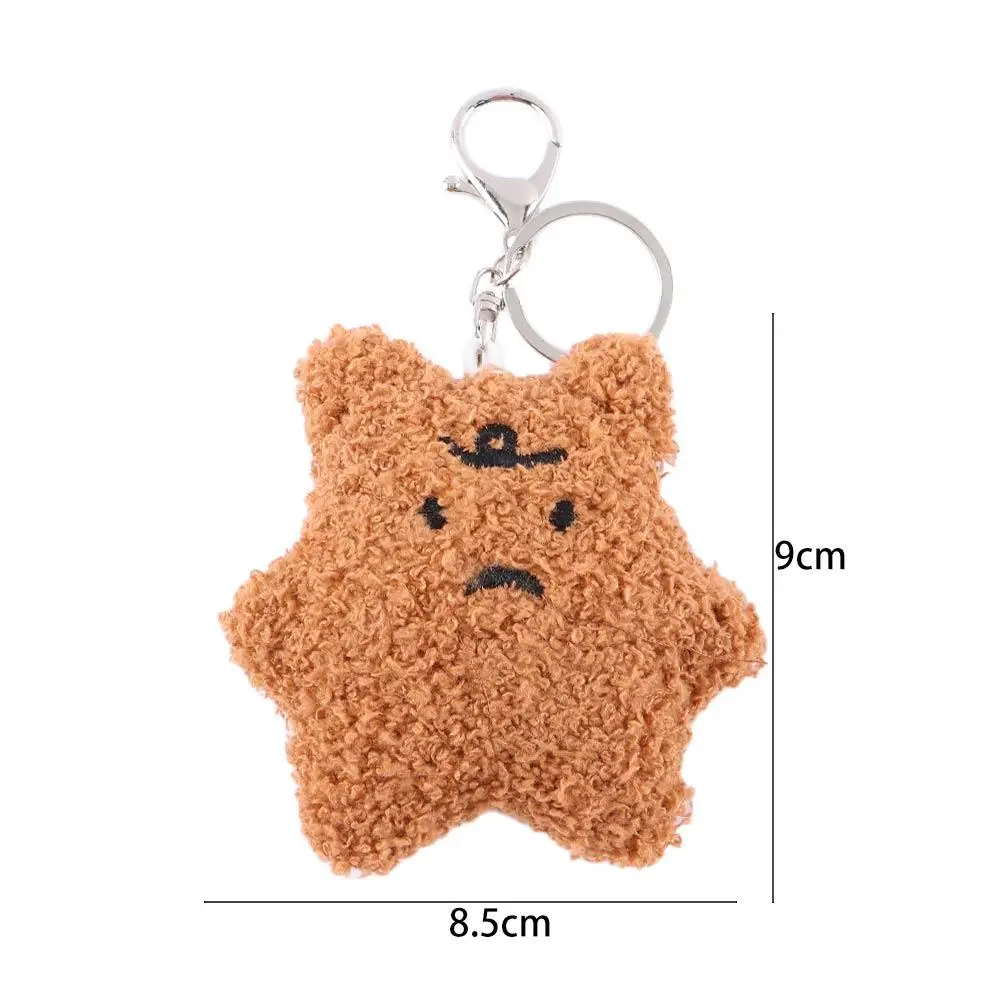 LLavero de peluche de oso frustrado Kawaii, estilo Ins, mochila para niños, adorno colgante, regalos de cumpleaños para niñas, colgante de muñecos con llave de coche