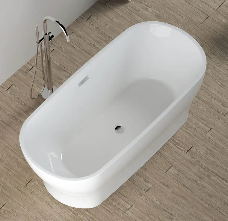 1700mm Acrylic Freestanding Bathtub, Modern Soaking Tub With Durable Easy-Clean Surface for Bathroom, Luxury Floor Standing Bath