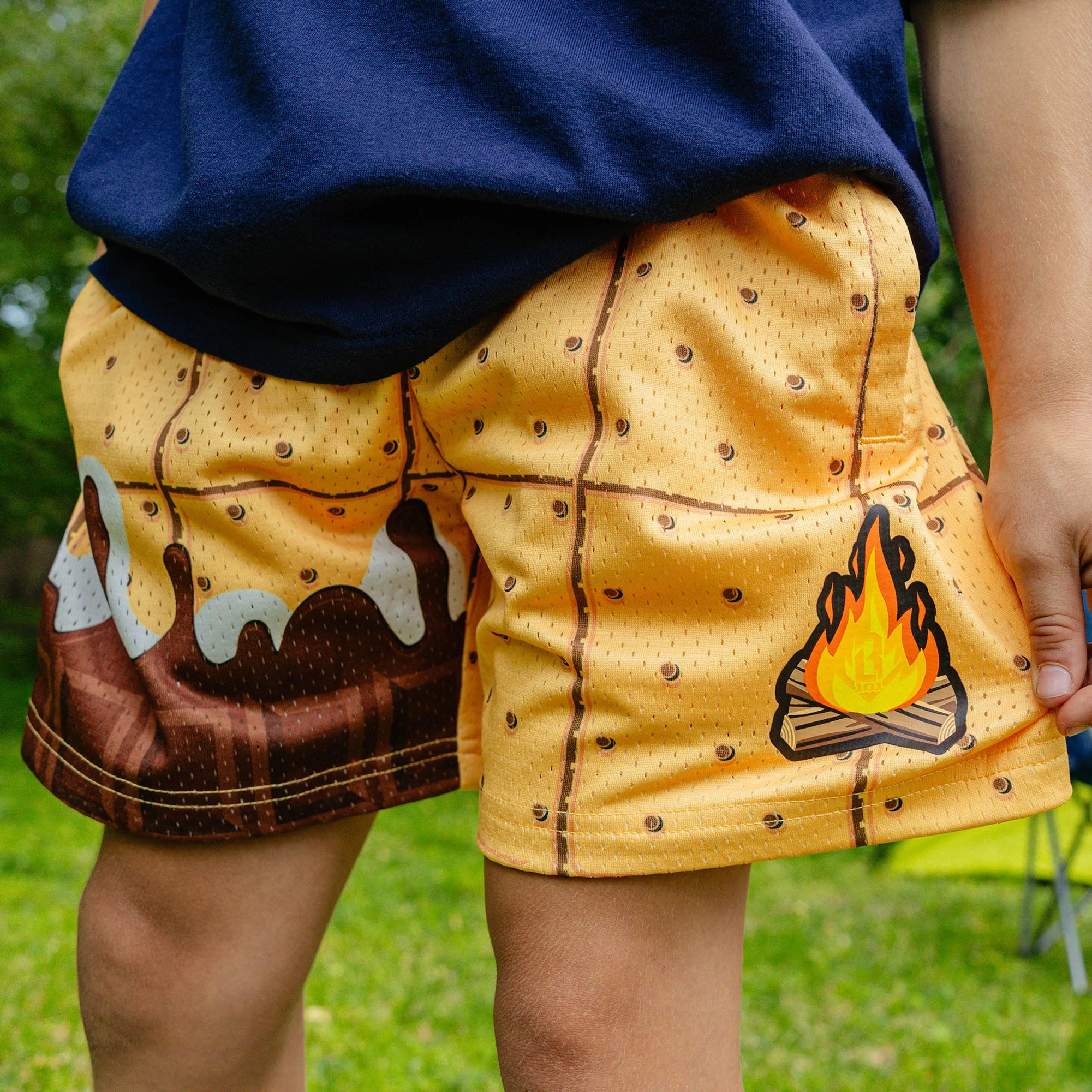 Pantalones Cortos Deportivos Transpirables de Malla de Secado Rápido para Niños, Colección Verano 2026 New Baseball Life 101 Bonfire, para Deportes al Aire Libre, Combinables en Familia