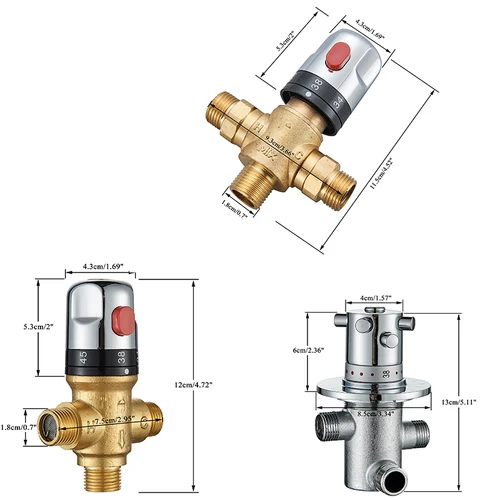 Imagen 2 del producto Válvula mezcladora termostática de latón, válvula de grifo de ducha de temperatura constante del agua, termostato, válvula de grifo de cocina y baño