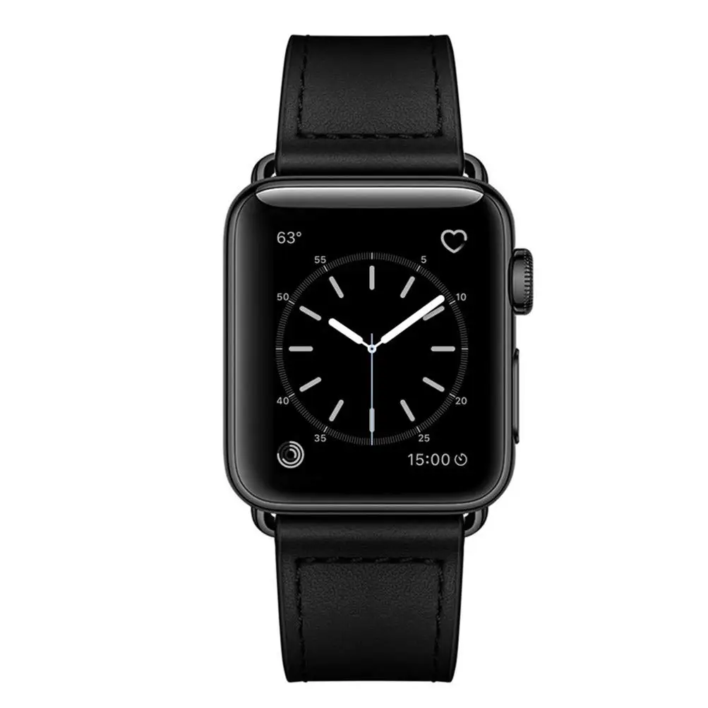 Black Leather Band Loop Strap For Apple Watch 5 4 44mm 40mm Men Leather Watch Band For Iwatch 3 2 1 38mm 42mm Women Bracelet