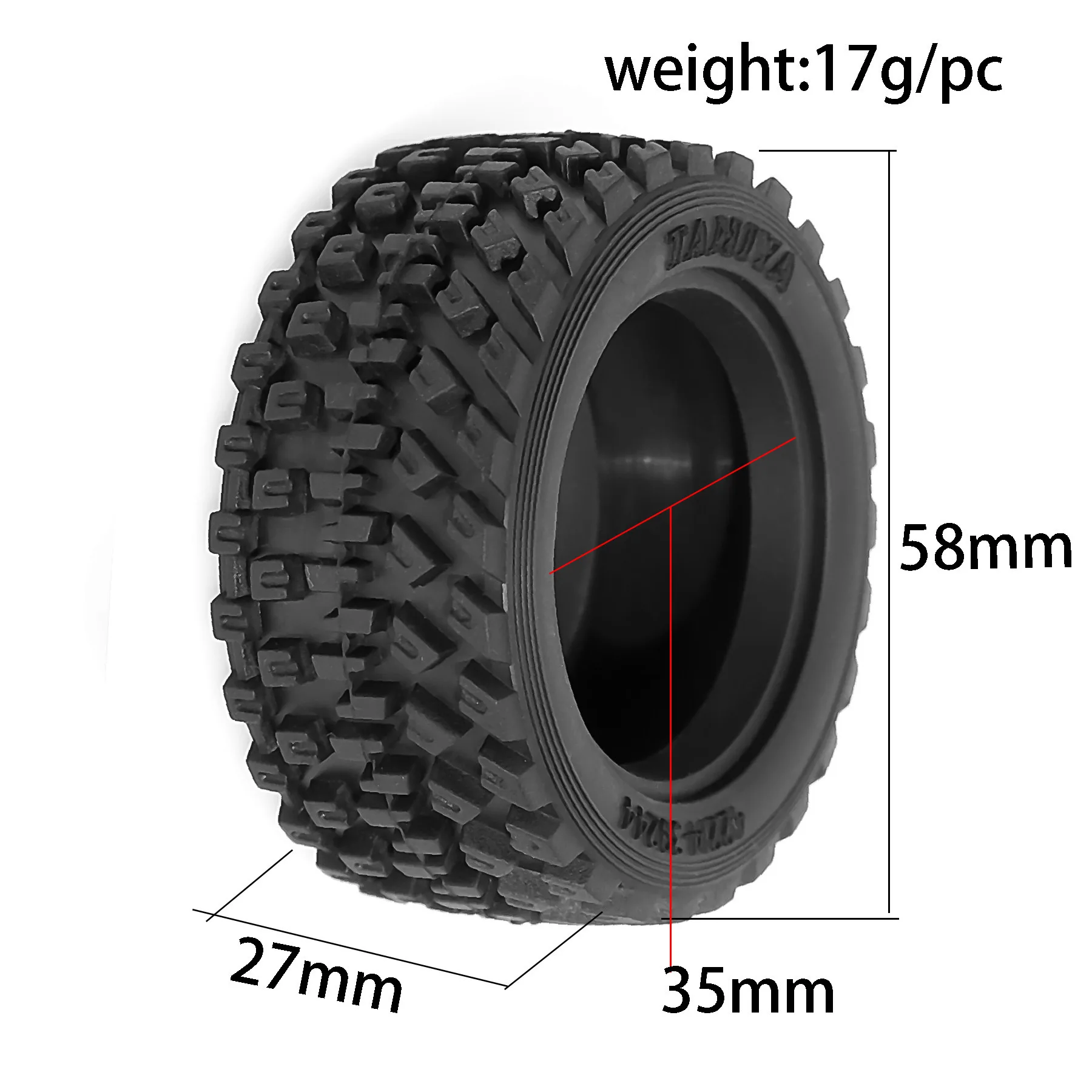 ยางรถแรลลี่ 2PSC 60 มม. รุ่น RallyBlock สำหรับรถ Tamiya 51427 M RC อัพเกรดโลหะ ชุดอุปกรณ์เสริม
