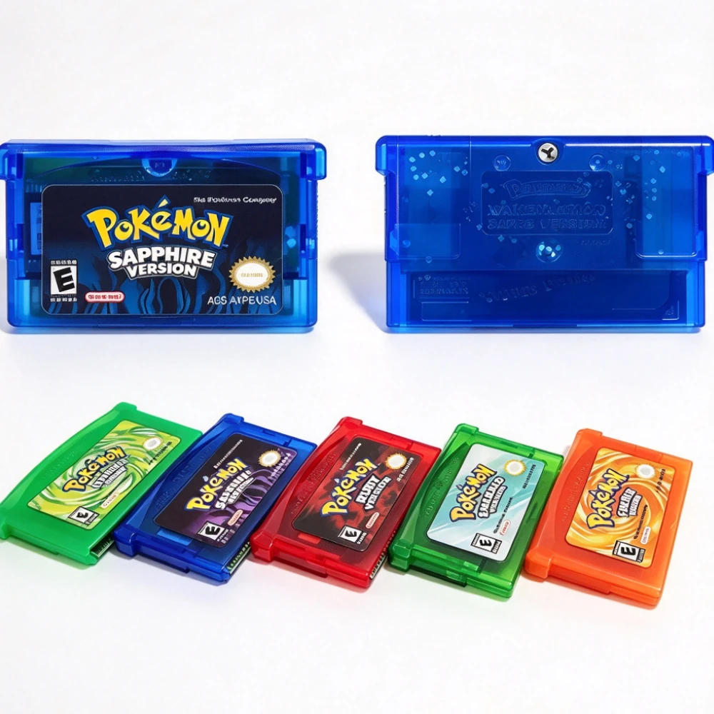 NEW  GBA 32 Bit Video Game Cartridge Series Emerald FireRed Leafgreen Ruby Sapphire 5 Versions Game in Box for Gift  GBA/DS