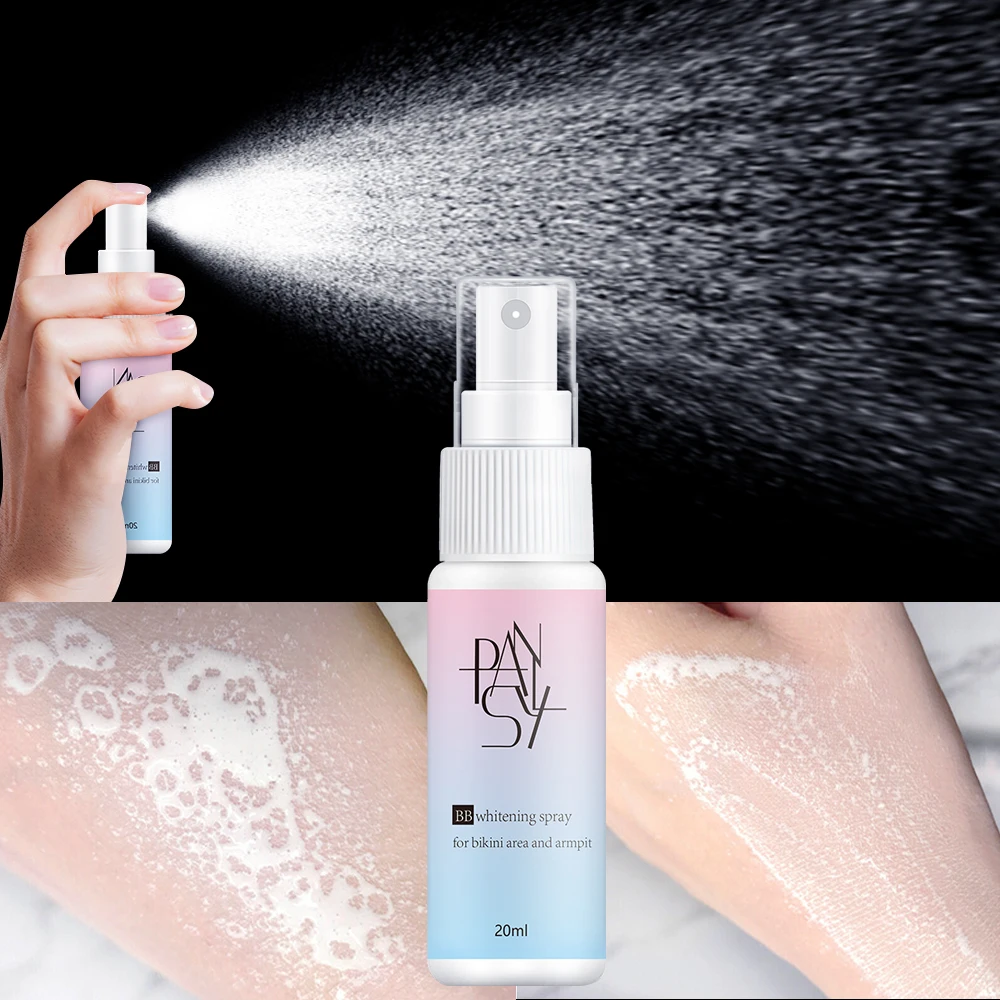 20ML Spray wybielający skórę nawilżający rozjaśniający wybielający krem BB do ciemnej matowej skóry pod pachami ramię nogi kolana pielęgnacja skóry