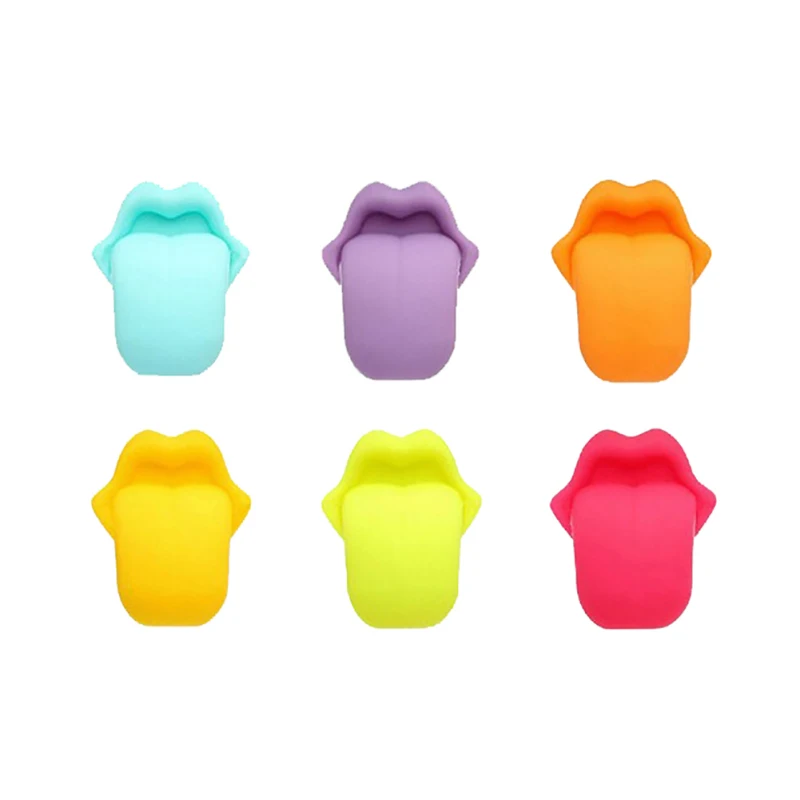 Wine Glass Marker Wine Charms Glasses Identifier Marker Cups Glasses Markers Silicone Glass Brand Tongue Shape Glasses Tags