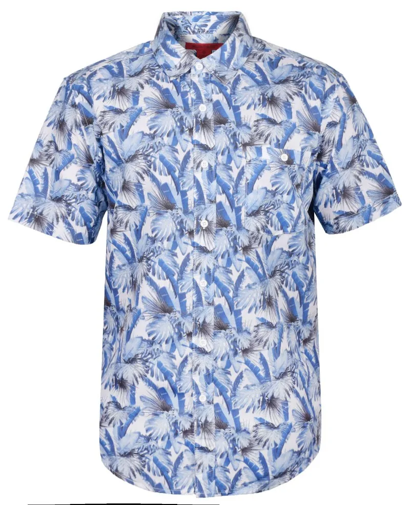 Men's 3D Print Hawaiian Shirt Short Sleeve Beach Palm Trees Flower Vacation Slim Business Casual Outdoor Shirt 5XL