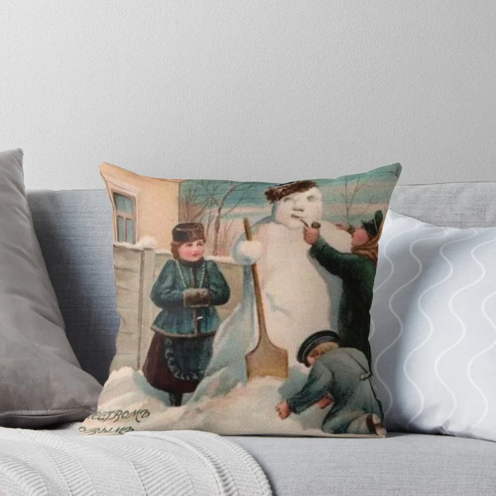 

Vintage Christmas cards: xmas Snowman Throw Pillow Pillowcases Bed Cushions Couch Pillows Bed pillowcases pillow