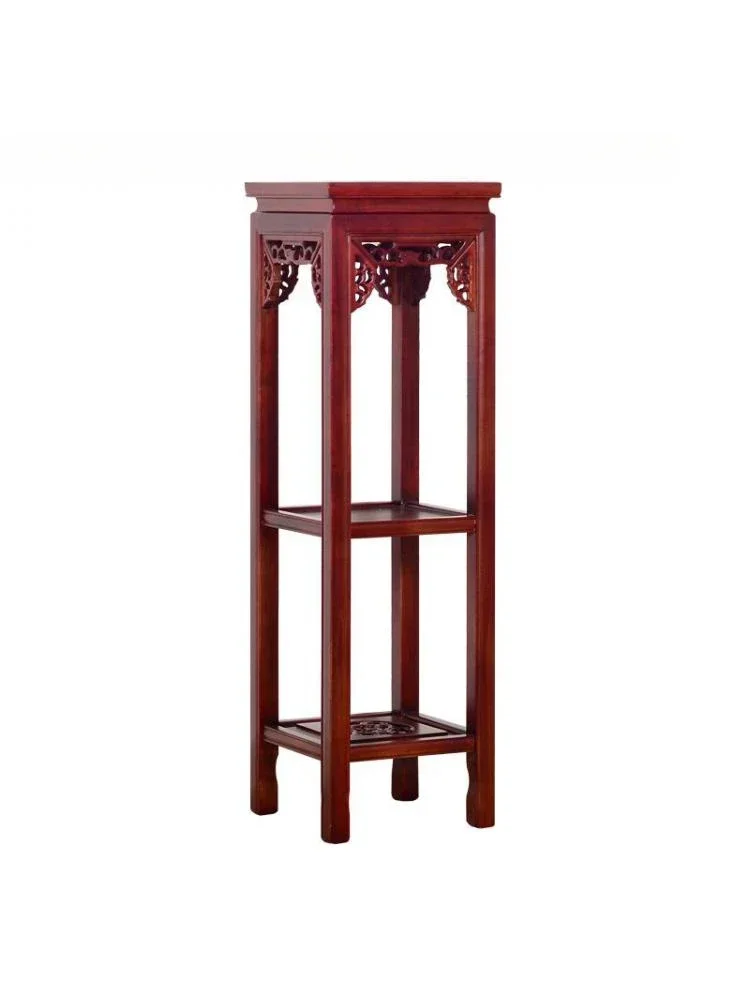 Solid wood flower stand living room multi-layer Chinese-style home interior built-in elm wood frame single balcony