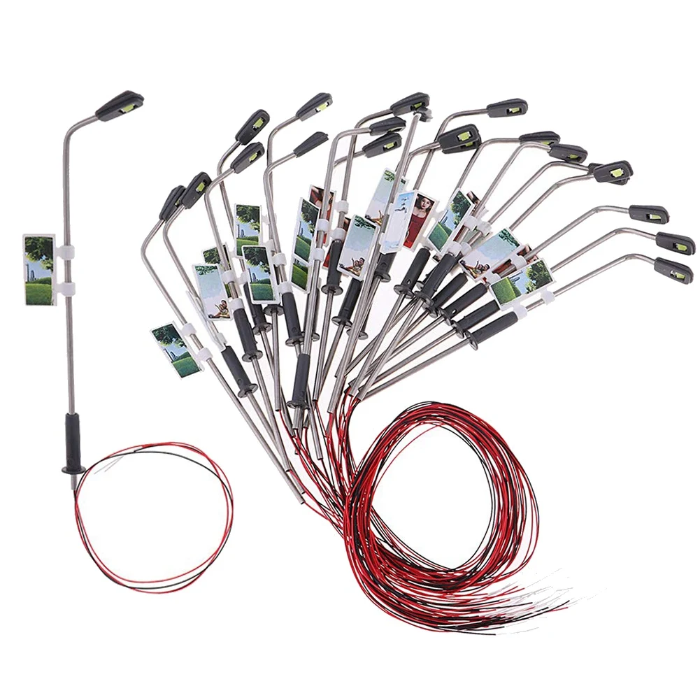 BAAA-20 قطع نموذج صغير قطار السكك الحديدية عمود الإنارة ضوء الشارع المصابيح الدافئة الأبيض HO مقياس 1:100 حديقة مصابيح إضاءة للمناظر الطبيعية