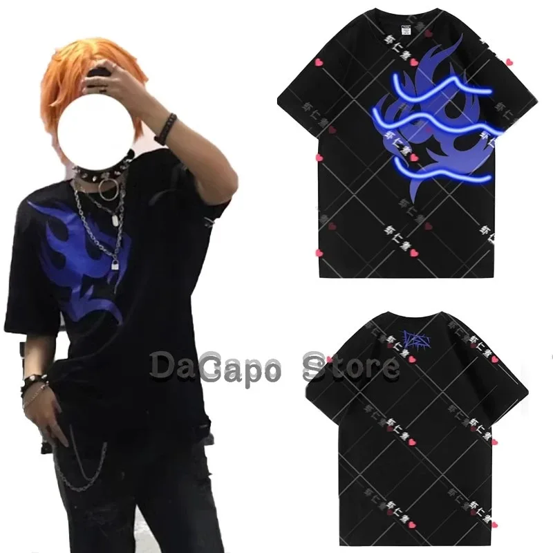 lili 123Project Sekai Shinonome Akito Costume Wig Blue T-skirts Akt Anime Cosplay Party Halloween PJSK Fans Call Unifor