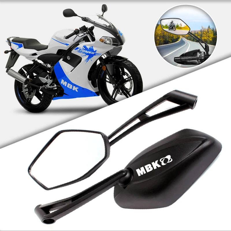 1 Pair Motorcycle Rear Mirror Aluminum Alloy ABS White Glass Accessories For MBK Booster 50CC Spirit Nitro 50C Stunt Accessories