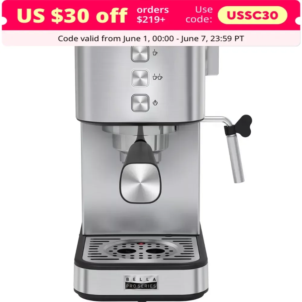 

Slim Espresso Machine with 20 Bars of Pressure - Stainless Steel