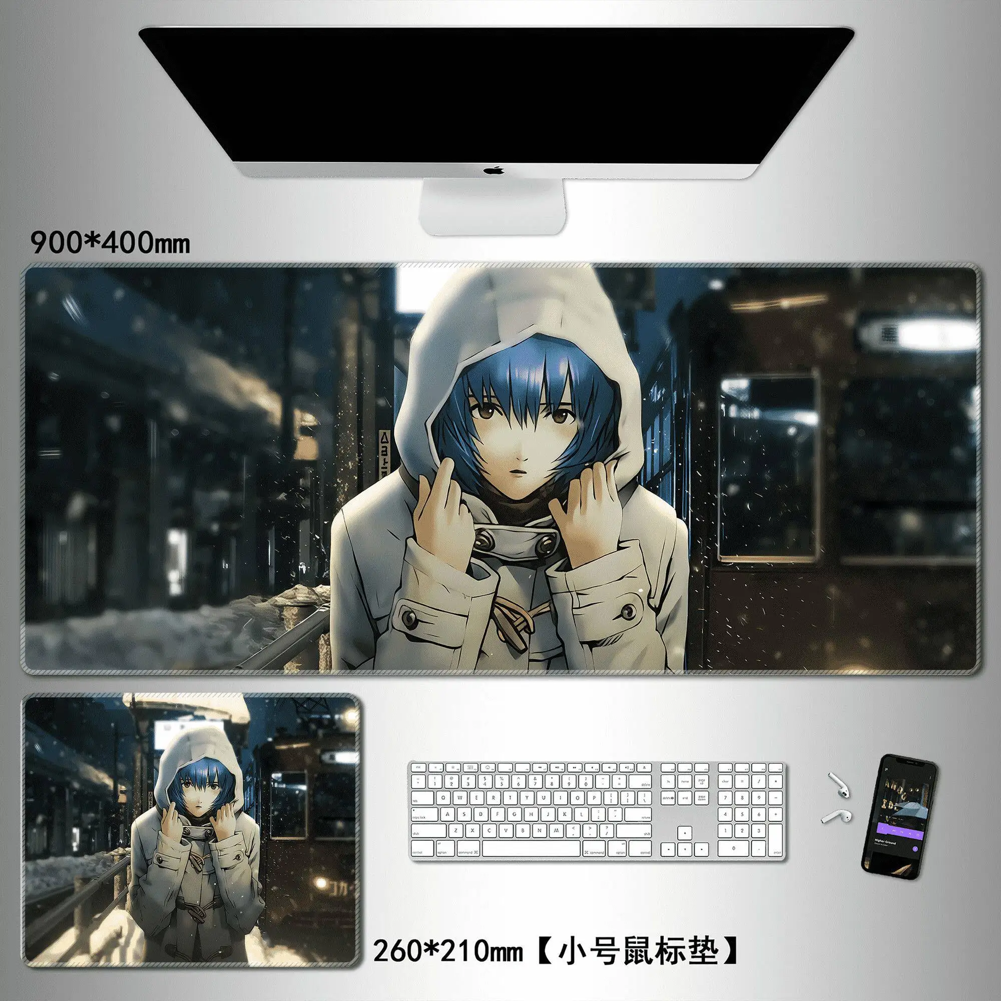Anime Character Large Mouse Pad Asuka Ayanami Rei E-sports Game Computer Keyboard Dormitory Non-slip Table Mat Peripherals - view 3