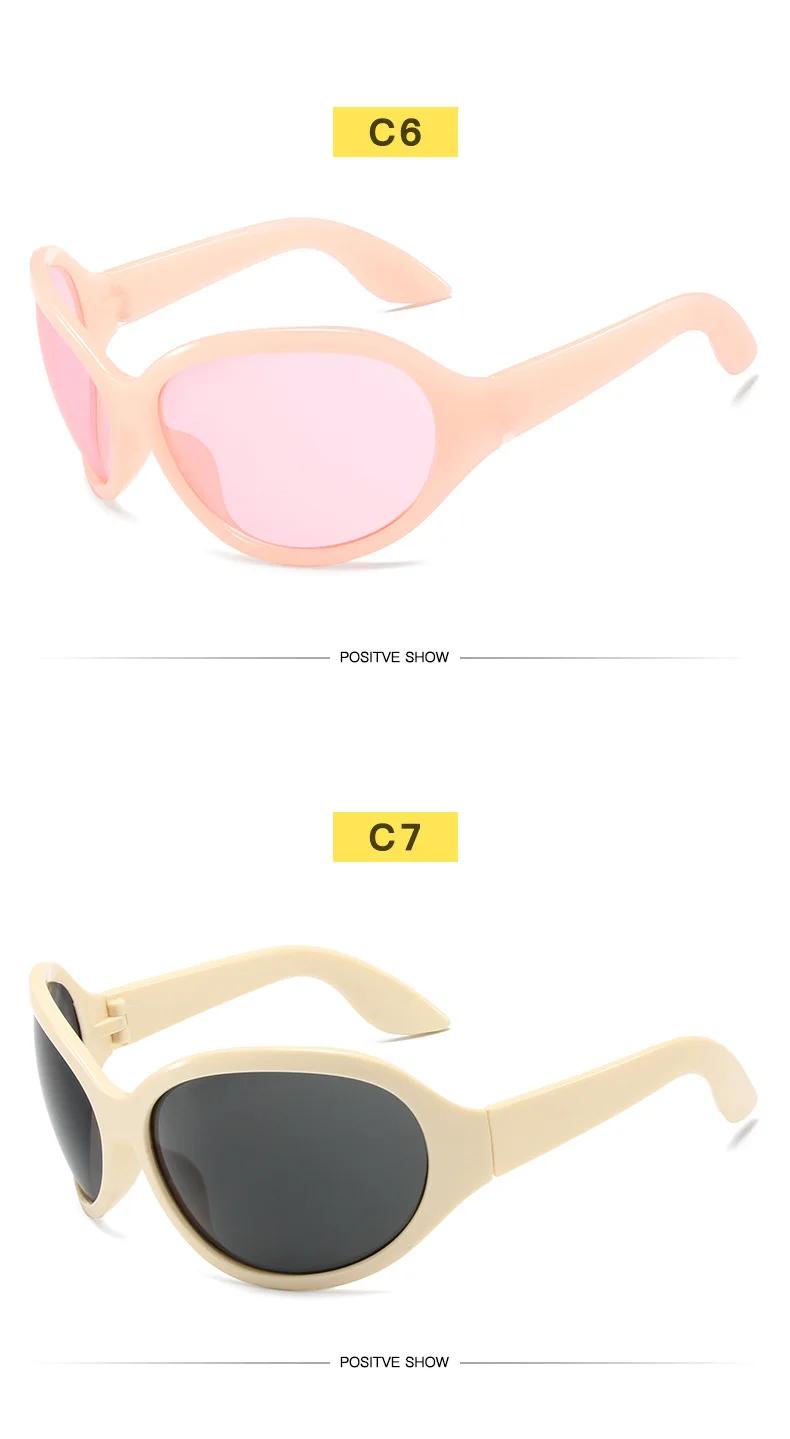 Übergroße Y2K-Sonnenbrille für Damen, trendig, großer Rahmen, Vintage-Sonnenbrille, modisch, futuristisch, Punk, Silbertöne, 2000er-Jahre – Detail 9