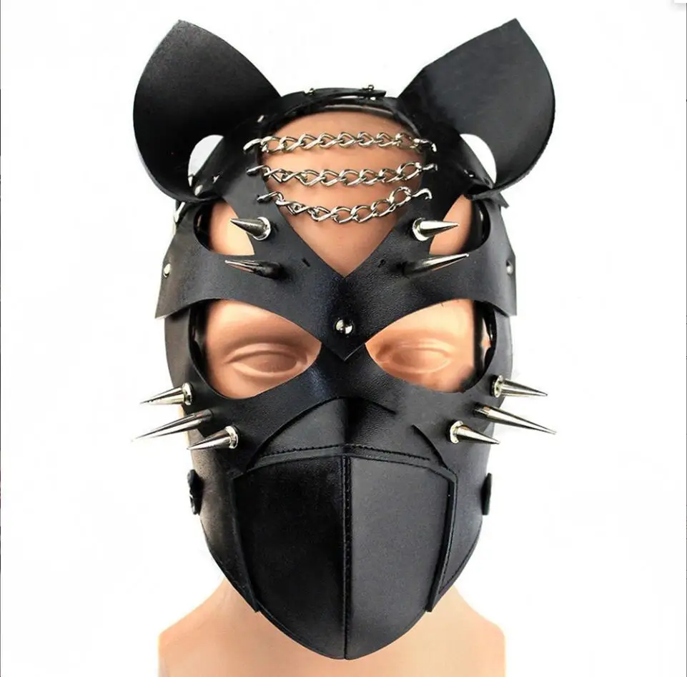 Bdsm Fetish Leather Mask For Men Women Adjustable Cosplay Unisex Bdsm Bondage Belt Restraints Slave Fetish Masks Couples S2593