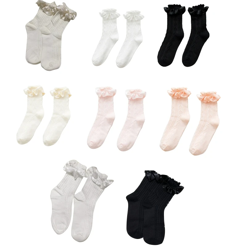 

Women Short Socks Bubble Frilly Ruffle Jacquard Princess Hosiery