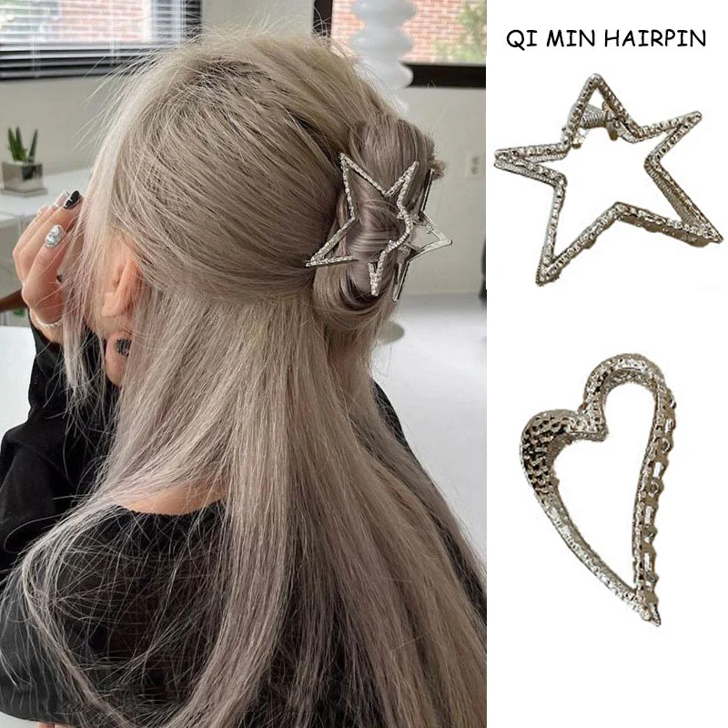 Metal Harajuku Hollow Star Pentagram Star Hair Claws Sweet Cool Charm Trend Hair Clip for Women Aesthetics Y2k Hair Accessories