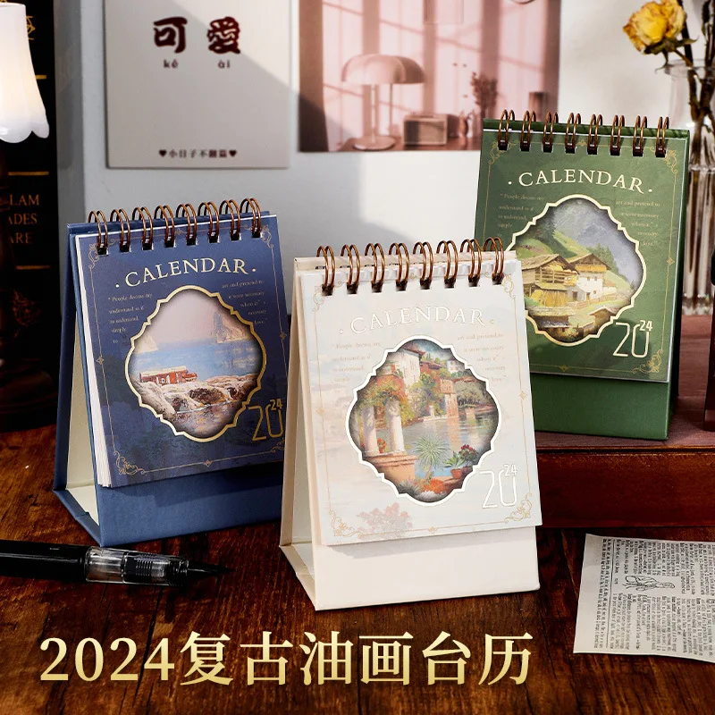 2024 Vintage Oil Painting Series Mini Calendar The Buyanit River Desk Calendars Daily Schedule Planner 2023.09-2024.12