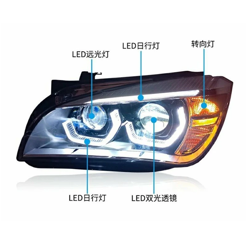 Headlight For BMW X1 E84 F49 2010-2015 Car Lights DRL Angel Eyes Design LED Head Light Bi Xenon Lamps Automotive Accessories