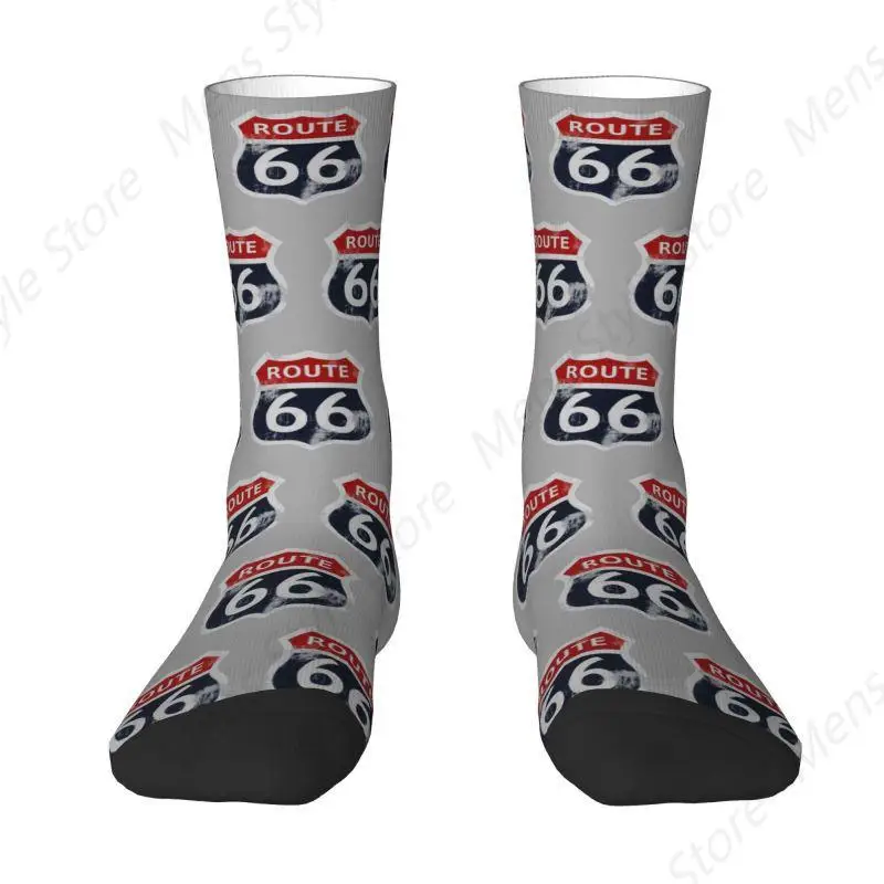 Cool Men's California Sign USA Route 66 Dress Socks Unisex Comfortable Warm 3D Printed Crew Socks