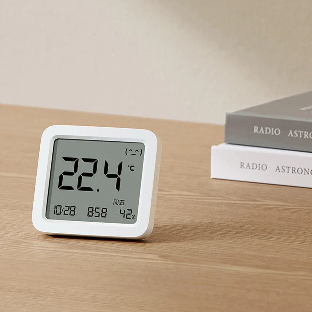 ميزان حرارة Xiaomi Mijia بلوتوث 3، شاشة LCD كبيرة لاسلكية، مقياس حرارة رقمي للرطوبة يعمل مع تطبيق Mijia مع البطارية