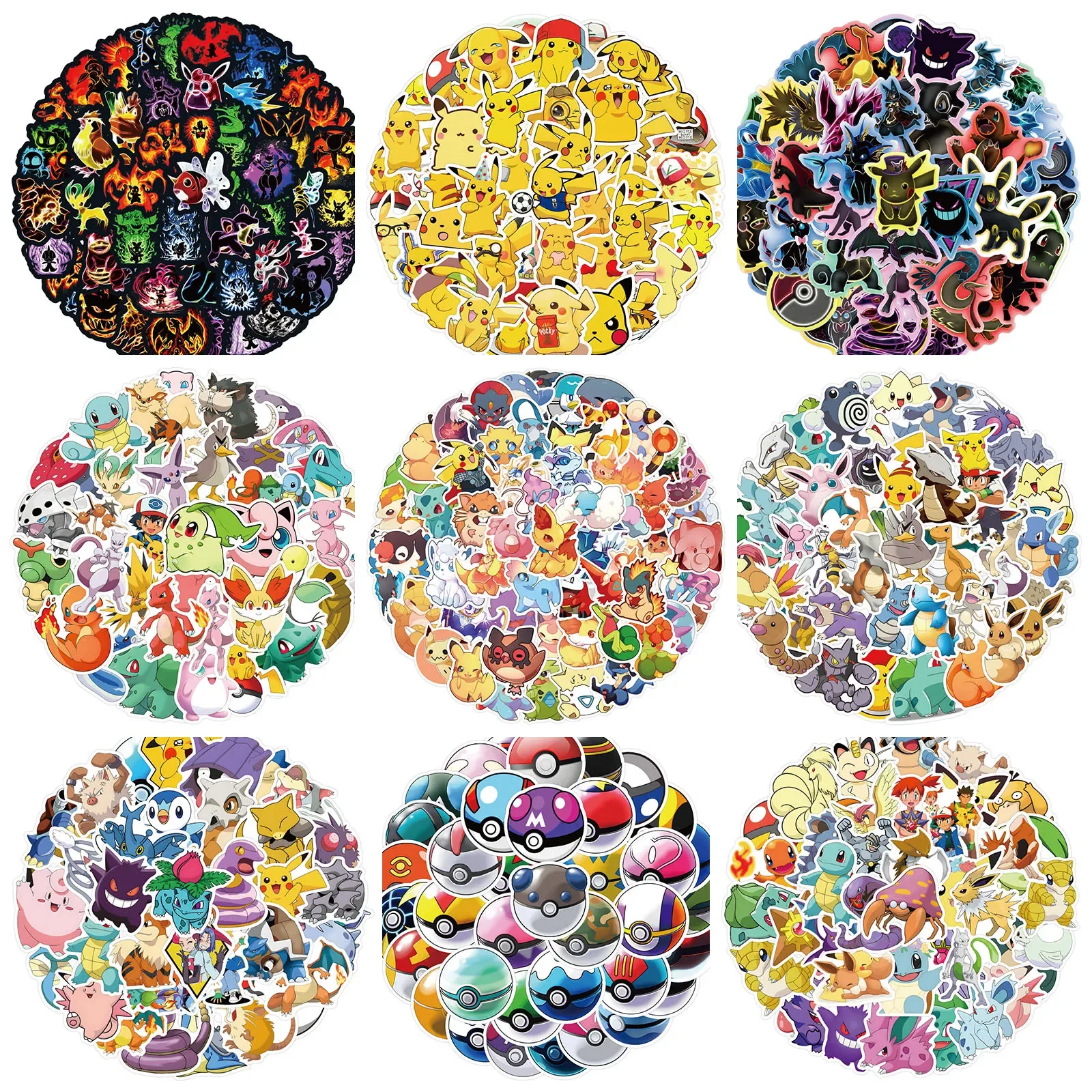 

50-100pcs Pokemon Anime Stickers Cute Pikachu Cartoon Elf Accessories Water Cups Mobile Phones Waterproof Stickers Gifts Toys