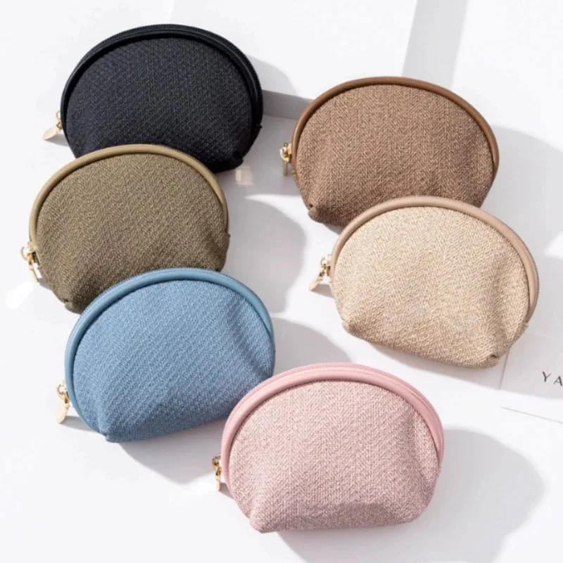 Light Luxury Gold Thread Plaid Mini Cosmetic Bag, New Portable Makeup Pouch for Women, Small Compact Tweed Purse