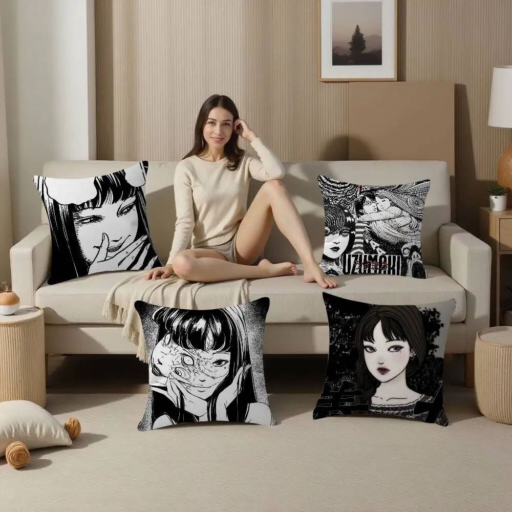 Anime Junji Ito Tomie Uzumaki Cushion Cover Inches Farmhouse Decor Home Throw Pillow Covers for Couch Decorations