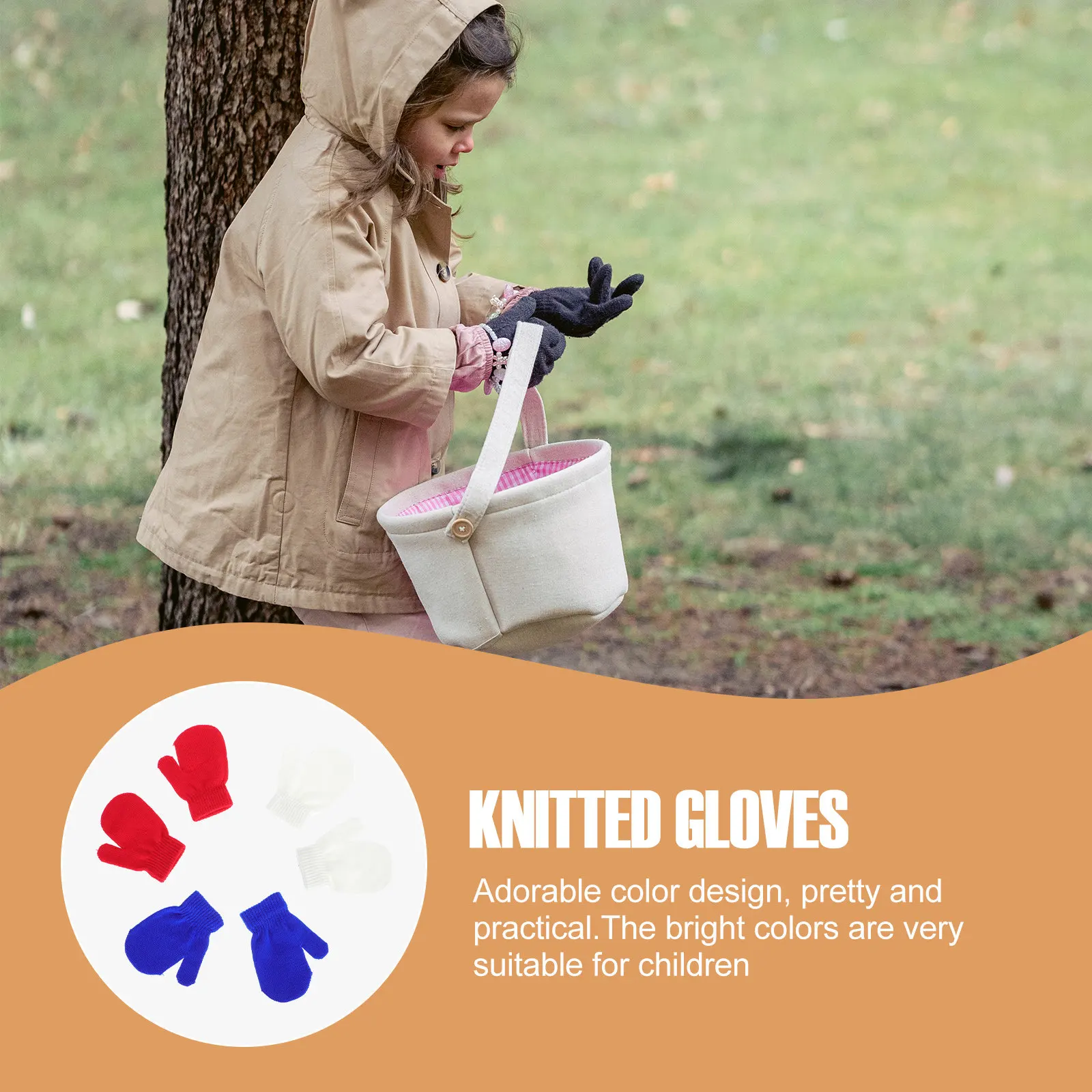 

6Pairs Children's Knitted Winter Mittens Age 1-4 Warm Comfortable Lightweight Full Finger Outdoor Mittens for Cold
