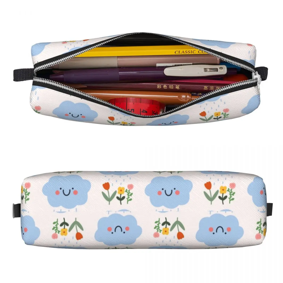 Creative No Rain No Flowers Cute Illustration Pencil Case Floral Quotes Pencil Box Pen Box Kids Capacity Bag School Supplies