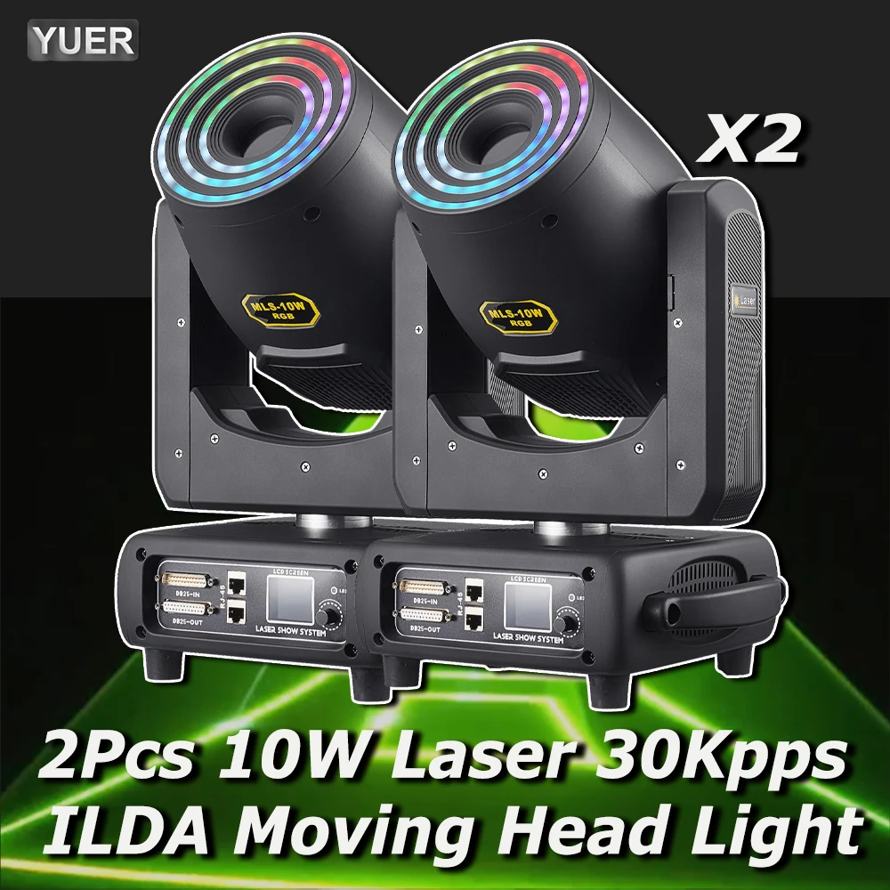 

2Pcs/lot 30Kpps 10W Laser Moving Head + Light Strip RGB 3D LED Ring Wedding DMX ILDA DJ Scanning Stage Lighting Disco Strong