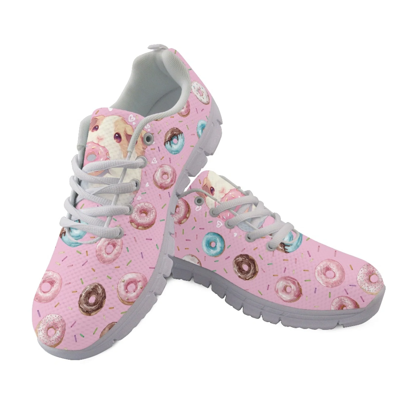 Coloranimal Coffee Dessert Soft Training Athletic Sport Shoes for Women Mesh & EVA Sole Sports Tennis Shoes New Arrival