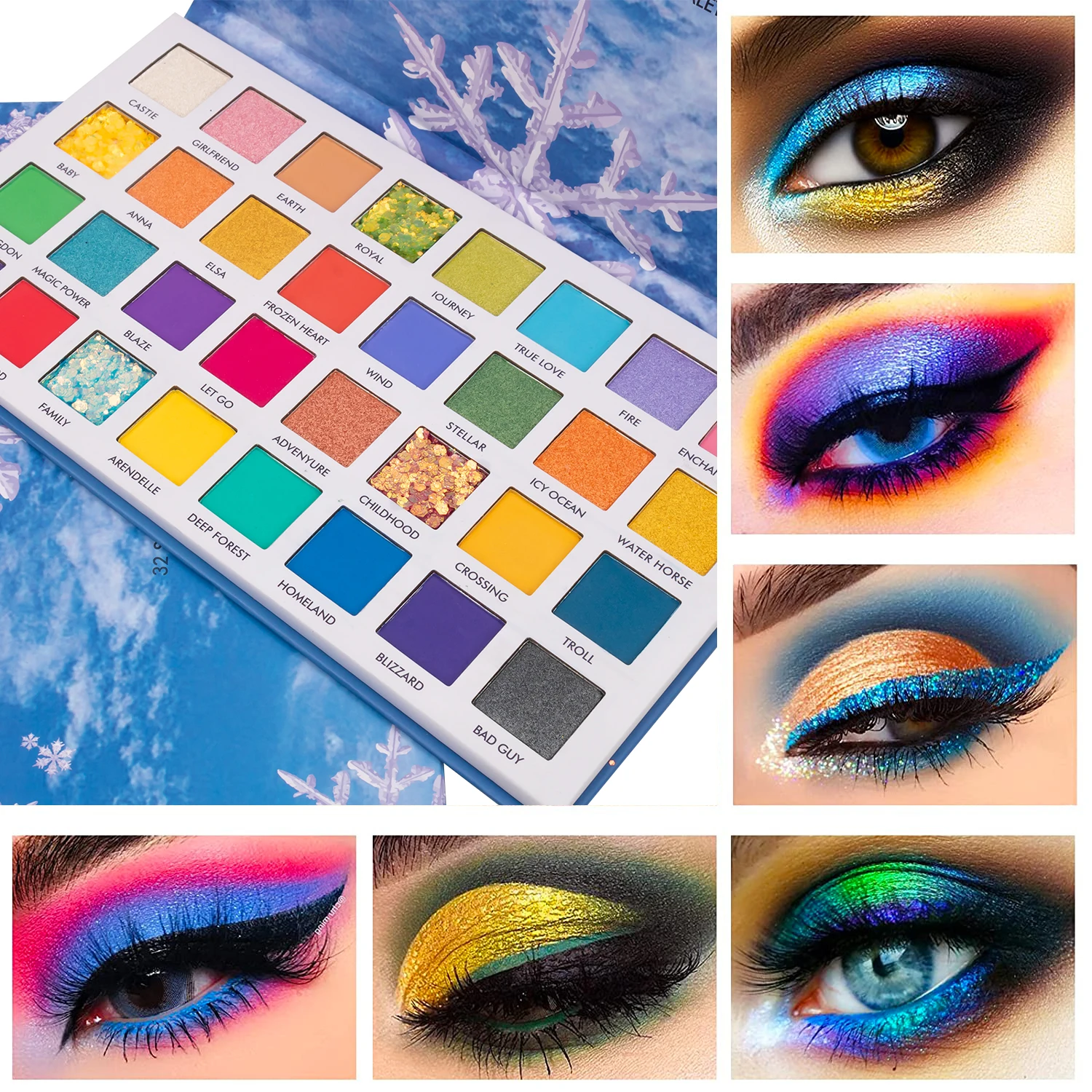Paleta de Sombras de Ojos de 32 Colores – Efecto Copo de Nieve, Mate y Brillante, Fácil de Difuminar, Una Paleta para Cada Ocasión