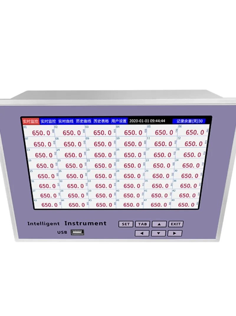 Grabadora multicanal de 48 canales sin papel, USB de temperatura, presión, nivel de líquido, humedad, corriente, voltaje y electricidad