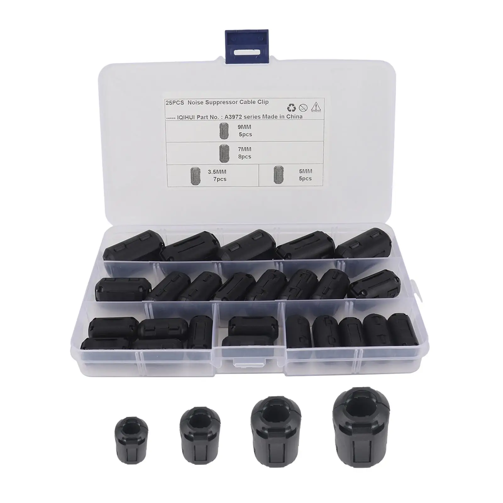 

25Pcs Clip On Ferrite Core Kit Cable Clip Black Filter Fit for Car