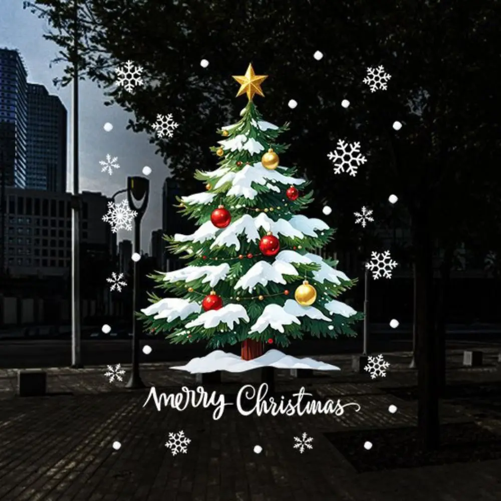 Party Supplies Large Christmas Window Sticker PVC Waterproof Electrostatic Sticker Removable Static Cling Stickers Schools