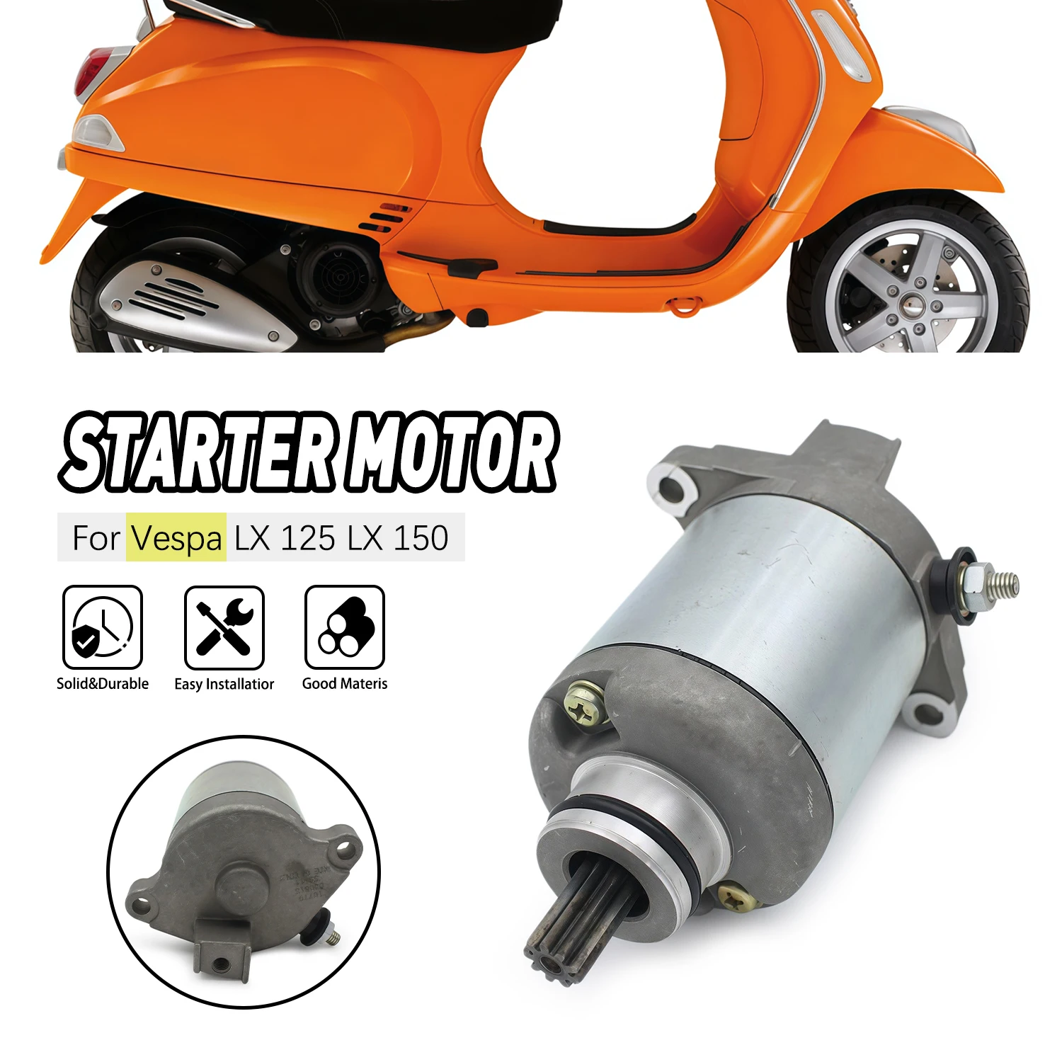 

Accessories moto Replacement Engine Starter Motor For Vespa LX 150 2005-2008 LX 125 2005-2009 7000521