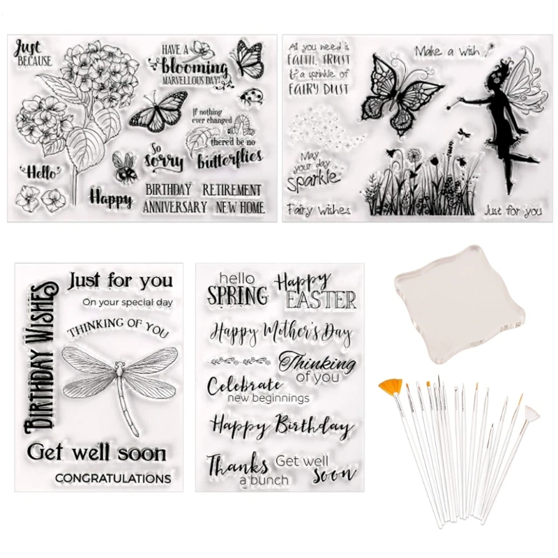 

Fairy Clear Stamps Elegant Flower Fairy for Butterfly Wishes Letters C