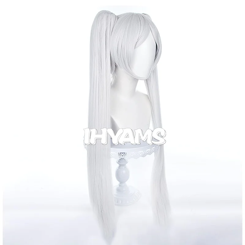 Frieren Cosplay Wig 90cm Long Silver Grey Wig Cosplay Anime Wigs Heat Resistant Synthetic Wigs