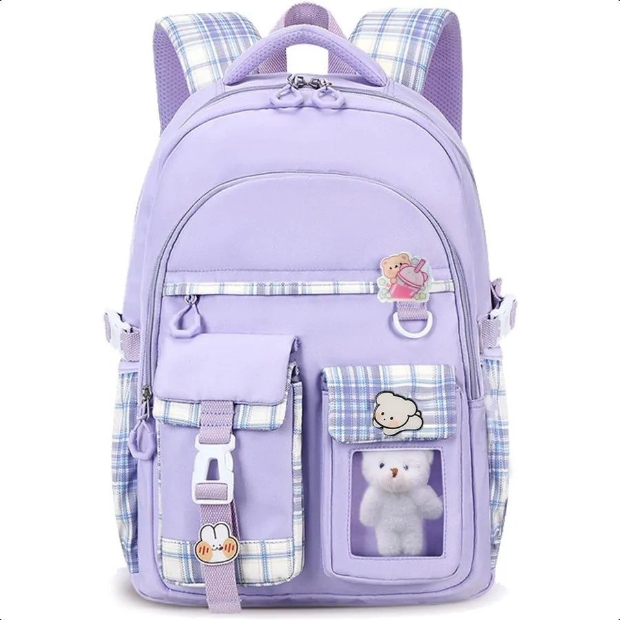 Zaino per ragazzeZaino scolastico carino per ragazze Teeawaii Bookbag per elementare elementareViola