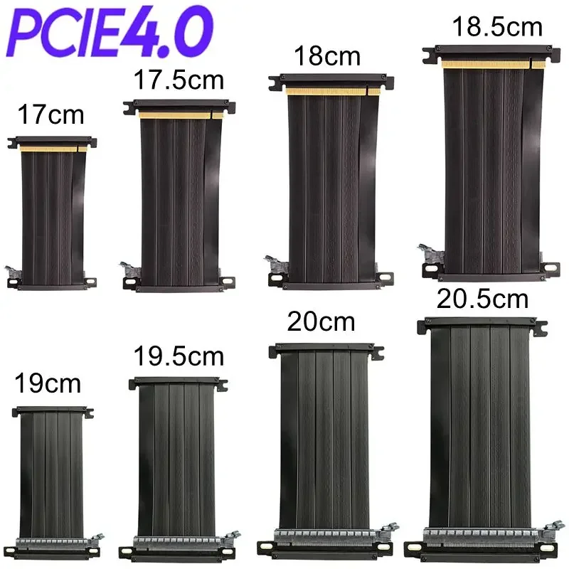 

High Speed Stable Riser PCI-Express 4.0 X16 Riser Flat Cable Double Reverse Side PCIE Gen4 Shielded Extender Gaming For GPU PC